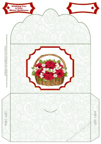 Beautiful Poinsettia & Roses Christmas Basket - Money Wallet