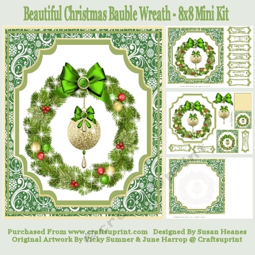 Beautiful Christmas Bauble Wreath - 8x8 Mini Kit