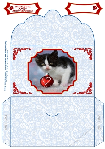 Christmas Black And White Kitten - Money Wallet