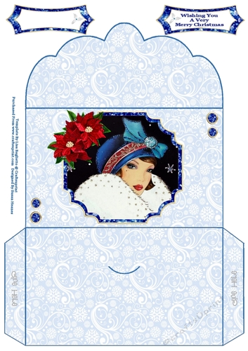 Blue Art Deco Christmas - Money Wallet
