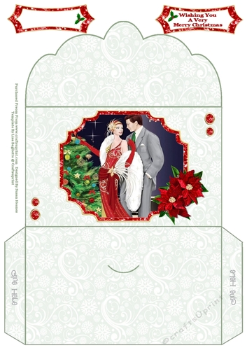Red Art Deco Christmas - Money Wallet