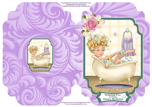 A Relaxing Bath - Cut And Fold Card