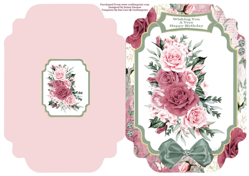 Beautiful Roses For Your Birthday - Cut And Fold Card