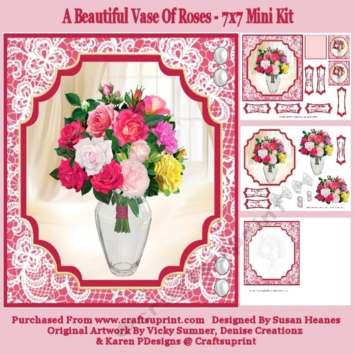 A Beautiful Vase Of Roses - 7x7 Mini Kit