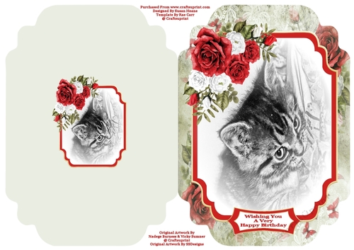Kitten Birthday Wishes - Cut And Fold Card