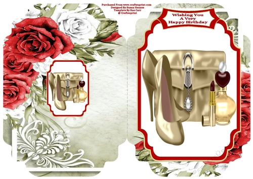 A Ladies Essentials Gold - Cut And Fold Card