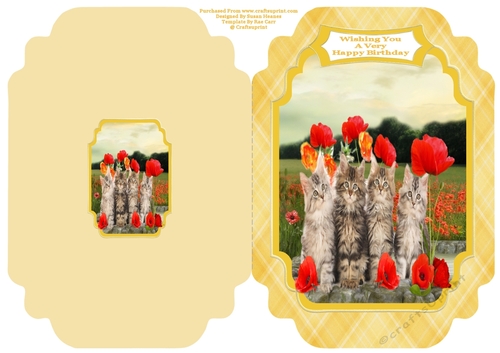 Four Little Kittens - Cut And Fold Card