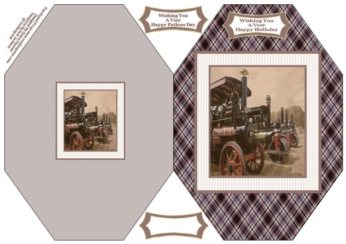 Sepia Traction Engines - Cut And Fold Card
