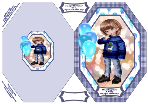 Happy Birthday To A Special Little Boy - Cut And Fold Card