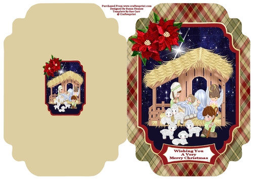Away In A Manger - Cut And Fold Card