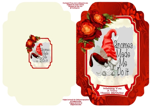 Gnomes Made Me Do It - Cut And Fold Card