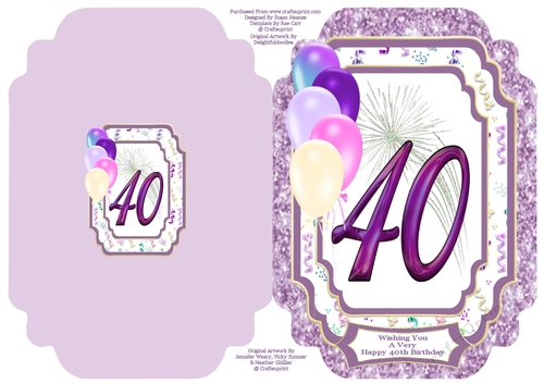Happy 40th Birthday Wishes - Cut And Fold Card
