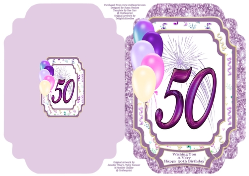 Happy 50th Birthday Wishes - Cut And Fold Card