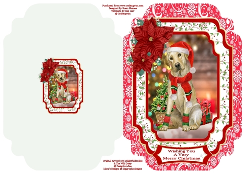 Sweet Christmas Dog - Cut And Fold Card
