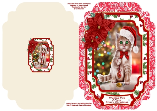 Kitty Baubles - Cut And Fold Card