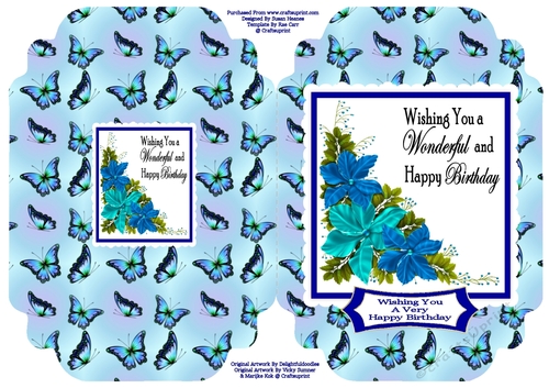 A Wonderful & Happy Birthday - Cut And Fold Card