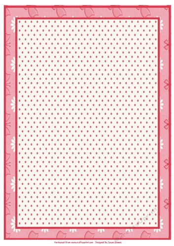 Pink And White Daisies & Butterflies, With Polka Dots - Paper