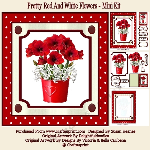 Pretty Red And White Flowers - Mini Kit