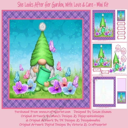 She Looks After Her Garden, With Love & Care - Mini Kit