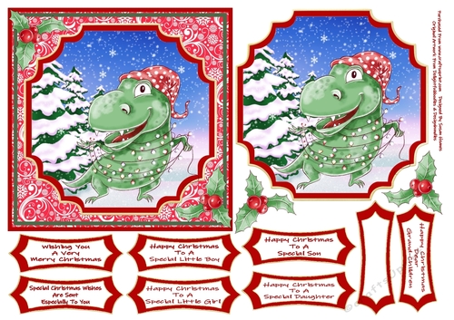 Dino Christmas Wishes 6x6