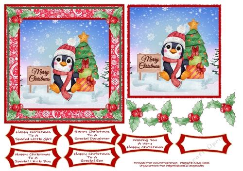 Sweet Penguin Christmas Wishes 6x6