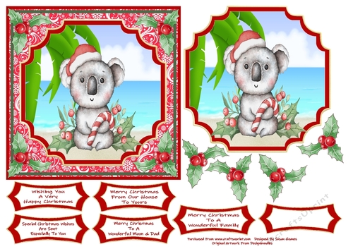 Sweet Koala Christmas Wishes 6x6