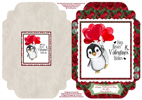 Penguin With Balloons - Cut And Fold Card
