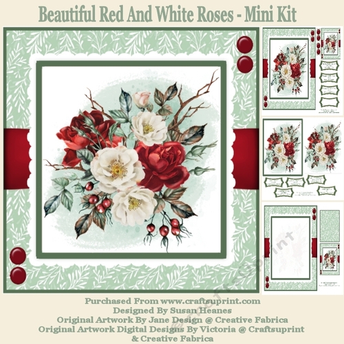 Beautiful Red And White Roses - Mini Kit