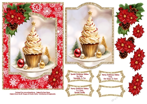 Christmas Golden Cupcake - 5x7