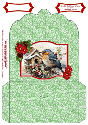 Christmas Robin, With Birdhouse - Money Wallet