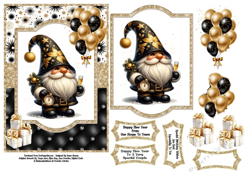 Happy New Years Eve Gnome - 5x7
