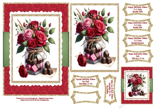 Beautiful Roses & Chocolates - 5x7