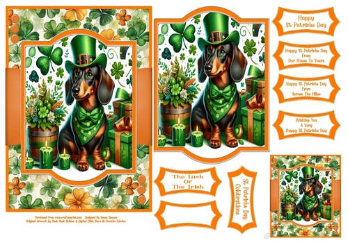 St Patricks Day Lucky Dachshund - 5x7