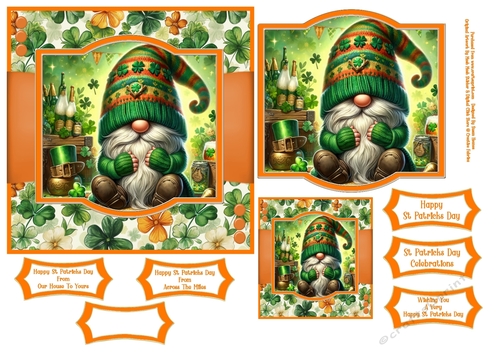 Lucky St Patricks Day Gnome - 6x6
