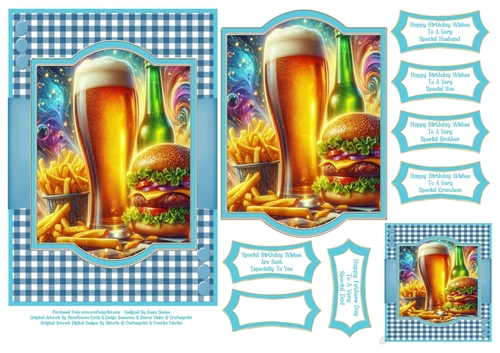 Lager, Burger & Fries - 5x7