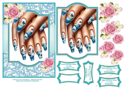 Beautiful Nails, Ocean Wave - 5x7