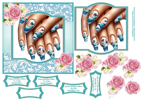 Beautiful Nails, Ocean Wave - 6x6