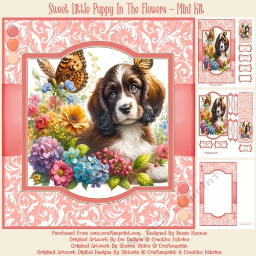 Sweet Little Puppy In The Flowers - Mini Kit