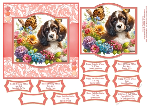 Sweet Little Puppy In The Flowers - 6x6