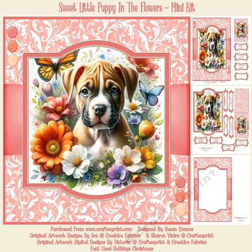 Sweet Little Puppy In The Flowers 2 - Mini Kit