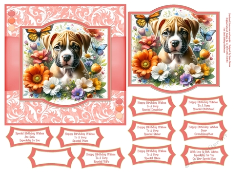 Sweet Little Puppy In The Flowers 2 - 6x6