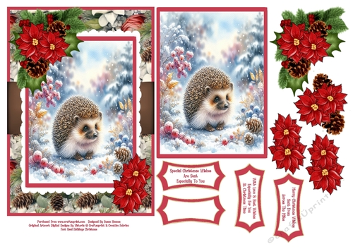 Hedgehog At Christmas - 5x7