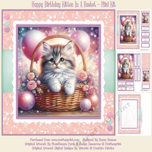 Happy Birthday Kitten In A Basket - Mini Kit