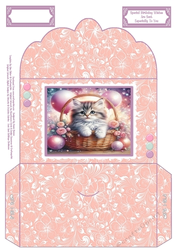 Happy Birthday Kitten In A Basket - Money Wallet