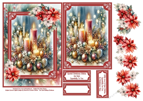 Beautiful Christmas Candles - 5x7