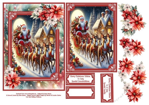 Santa Delivering Presents - 5x7