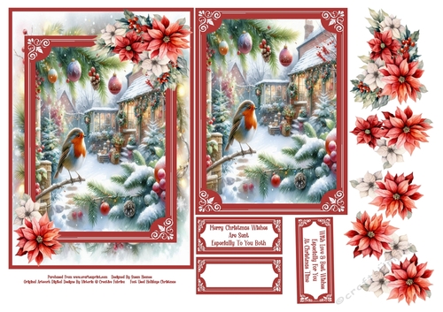 Christmas Garden Robin - 5x7