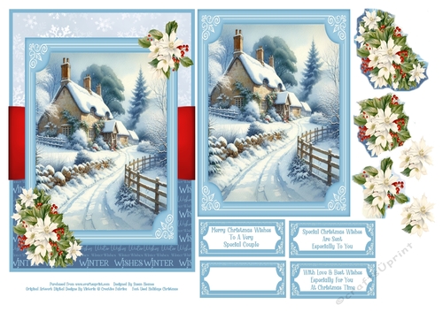 Christmas Country Cottage - 5x7