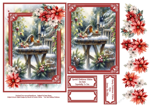 Christmas Garden Robin - 5x7 4