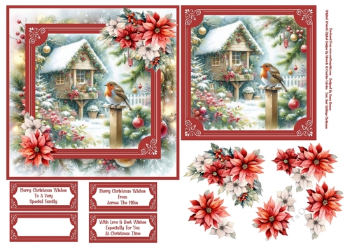 Christmas Garden Robin - 6x6 2